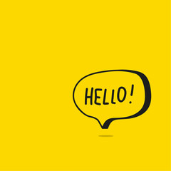 Vector hand drawn speech bubble. Doodle style sticker with the phrase hello.