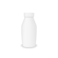 3d mockup of plastic realistic bottle. Vector packaging mockup template for food fluid products.