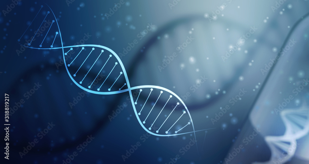 Poster 2d render of dna structure, abstract background