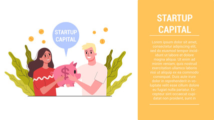 Start up steps. Start up capital web banner. Idea of business investment