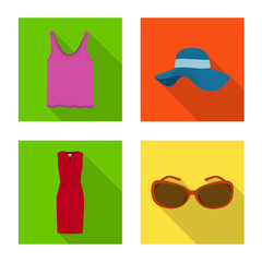 Isolated object of woman and clothing symbol. Set of woman and wear stock symbol for web.