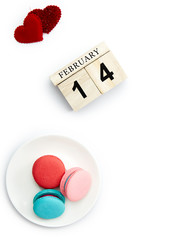 February 14 wooden calendar Valentines day background