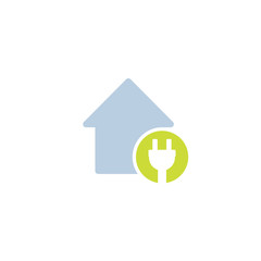electricity icon with house and electric plug