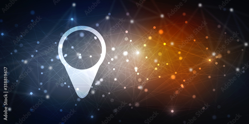 Poster 2d rendering red map pointer