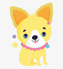 funny cute dog with collar domestic cartoon animal, pets