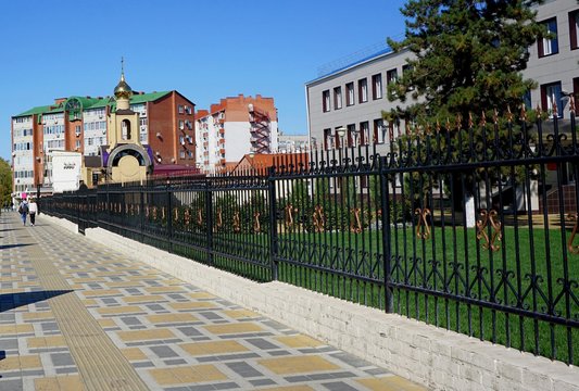 street with a chapel in the city of Yeisk