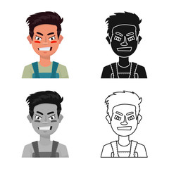 Isolated object of guy and grimace icon. Set of guy and hatred vector icon for stock.