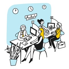 Bank consultant talking to customer