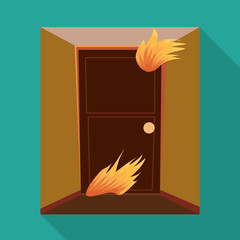 Vector design of door and flame symbol. Collection of door and exit stock symbol for web.