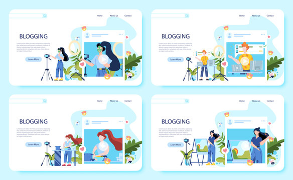 Blogger concept illustration. Share content in the internet.