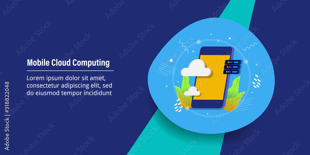 Poster mobile cloud computing, connected smart device with cloud technology, internet communication system 