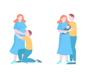 Beautiful mother and fatrher holding little baby. Young parent