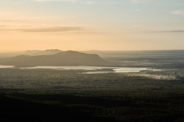 landscape of mountain ridges in the morning