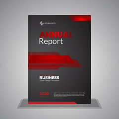 Elegant red and black cover design for annual report, A4's Template, Brochure Design