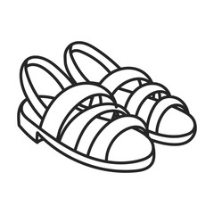 Summer sandal vector icon.Line vector icon isolated on white background summer sandal .