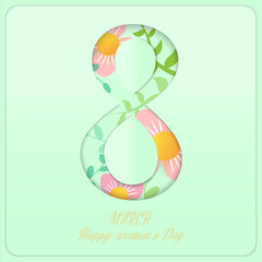  flower paper cut  vector image for women day content.