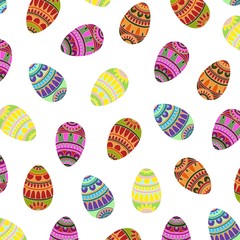 Easter eggs with ornament. Texture. Color image. Design element. Vector illustration.