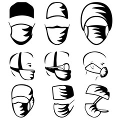 Medical mask icon. A sign of an epidemic. Symbol of protection from diseases. Doctor.