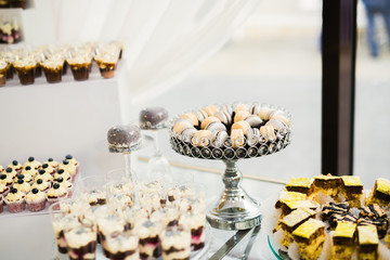 Buffet with a variety of delicious sweets, food ideas, celebration