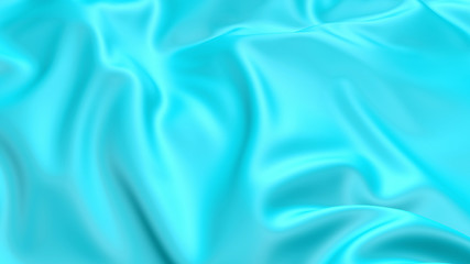 Obraz premium 3D render beautiful folds of light blue silk in full screen, like a beautiful clean fabric background. Simple soft background with smooth folds like waves on a liquid surface.