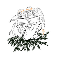 angels sit on spruce branches and read a book