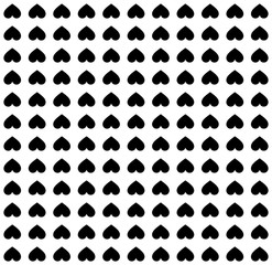 Vector seamless texture. White background and black hearts. Repeatable pattern