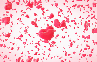 Red falling hearts Valentine day background