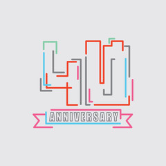 40th Years Anniversary Logo Birthday Celebration Abstract Design Vector Illustration