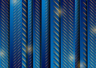 Abstract blue and bronze corporate graphic design with stripes and lines. Golden deluxe background. Vector illustration