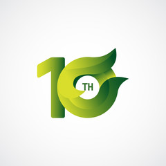 10 Th Anniversary Celebrations Green gradient Vector Template Design Illustration