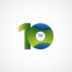 10 Th Anniversary Celebrations Green Blue gradient Vector Template Design Illustration