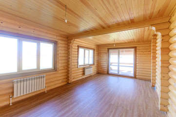 Russia, Moscow- September 10, 2019: interior room apartment modern bright cozy atmosphere. beautiful designer country house with wooden elements