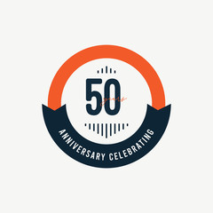 50 Th Anniversary Celebrations Retro Orange Vector Template Design Illustration