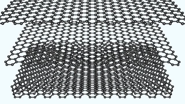 Graphene Layering , Stacking . Nanomaterials Layers stacked on top of each other . 3D Animation