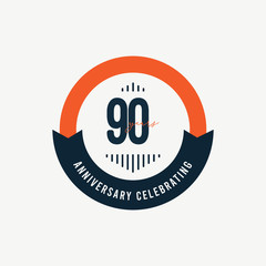 90 Th Anniversary Celebrations Retro Orange Vector Template Design Illustration