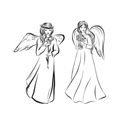 Woman angel with wings, with a biblical symbol, decor for Christmas, Easter and other religious holidays