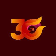 30 Th Anniversary Celebrations Orange Vector Template Design Illustration