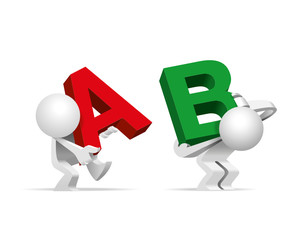 Simplified man Presenting Big Giant Alphabet A & B