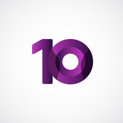 10 Years Anniversary Celebrations Purple Vector Template Design Illustration