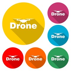 Quadcopter drone icon with long shadow