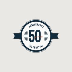 50 Years Anniversary Celebrations Retro Circle Vector Template Design Illustration