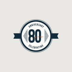 80 Years Anniversary Celebrations Retro Circle Vector Template Design Illustration