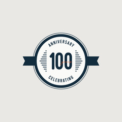 100 Years Anniversary Celebrations Retro Circle Vector Template Design Illustration