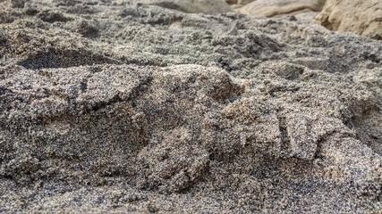 Footprints on the sand beach