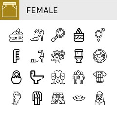 female simple icons set