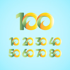 100 Years Anniversary Celebrations Yellow Green Vector Template Design Illustration