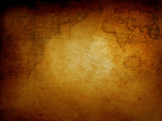 Steampunk vintage map. Dark background, grunge canvas paper. Retro wallpaper.