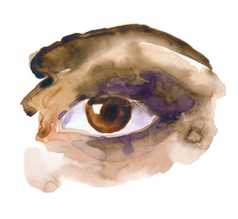 watercolor illustration of a black woman’s eye