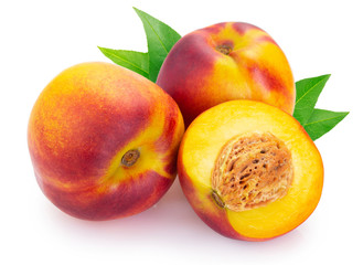 Fresh peach on white background