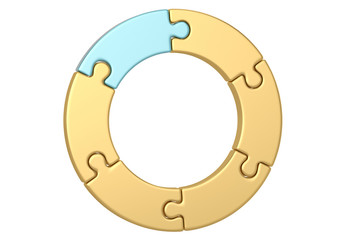 Circular puzzle Isolated in white background.  3d illustration
